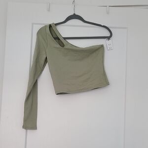 One-Shoulder Olive Green Top